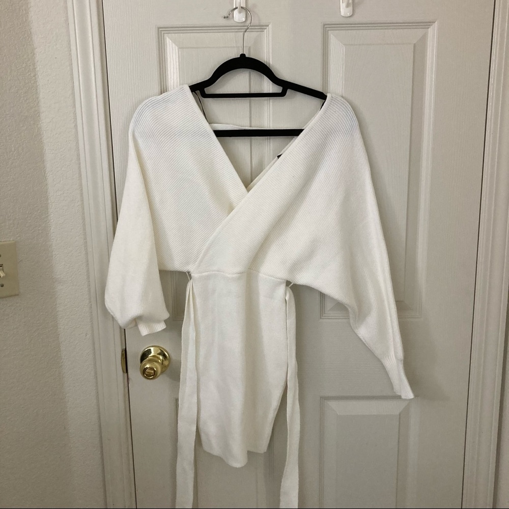 Forever21 white sweater wrap dress
